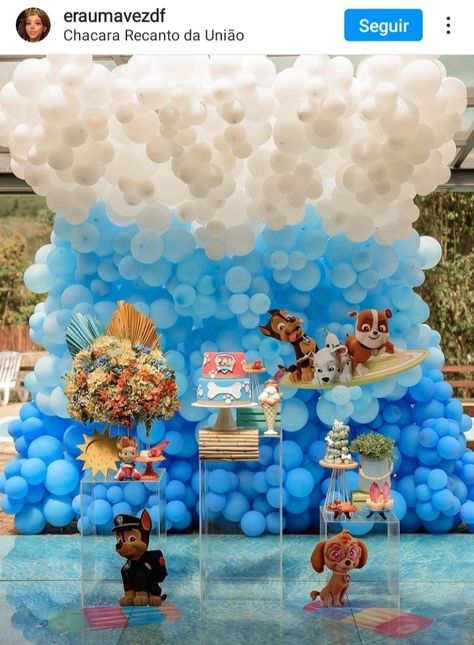 Sea Patrol Birthday Party, Paw Patrol Pool Party, Baloon Wall, Paw Patrol Birthday Decorations, Pool Party Themes, Pool Party Decorations, Paw Patrol Birthday, Balloon Wall, Birthday Decor