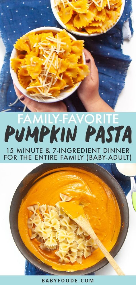 Kids Friendly Dinners, Pumpkin Pasta Sauce, Blw Recipes, Toddler Dinner, Baby Meals, Pumpkin Pasta, Baby Food Ideas, Baby Led Weaning Recipes, Weaning Recipes