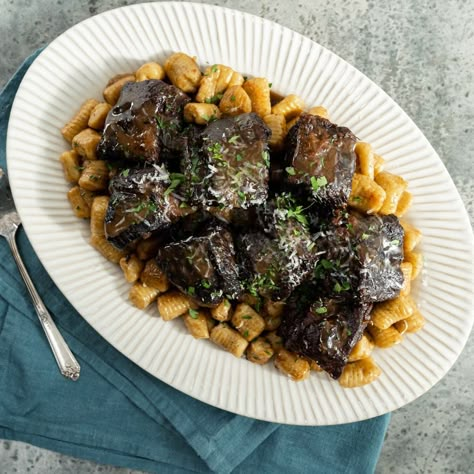 Braised Short Ribs with Homemade Gnocchi Recipe - Magnolia Broccolini Sauteed, Magnolia Recipes, Magnolia Table Recipes, Gnocchi Recipes Homemade, Joanna Gaines Recipes, Ranch Recipes, Magnolia Kitchen, Magnolia Network, Joanna Gaines Magnolia