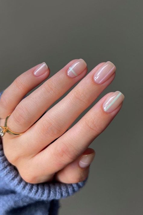 57 Adorable Squoval Nails Inspo for 2024 Zebra Stripe Nails, Tiger Stripe Nails, Pink Oval Nails, Square Oval Nails, Striped Nail Designs, Oval Nails Designs, Oval Shaped Nails, Aqua Nails, Minimal Nails Art