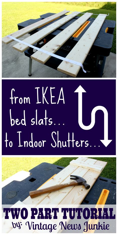 from-ikea-bed-slats-to-indoor-shutters-two-part-tutorial Diy Indoor Shutters, Ikea Bed Slats, Kitchen Shutters, Indoor Shutters, Furniture Craft, Diy Shutters, Ikea Bed, Ikea Ideas, Ikea Hackers