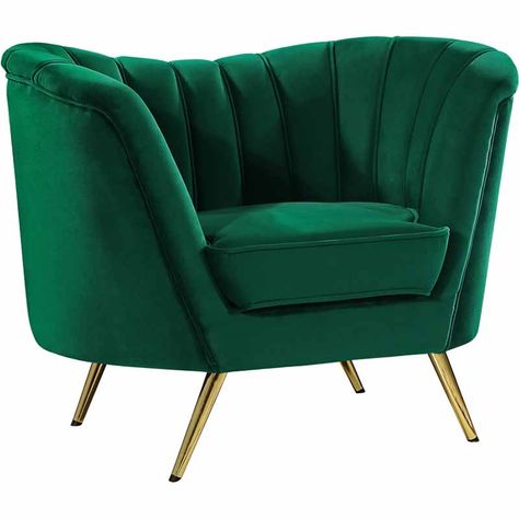 Green Velvet Chair, Contemporary Loveseat, Curved Chair, Lean Back, Velvet Accent Chair, Contemporary Chairs, Meridian Furniture, Stainless Steel Legs, Velvet Chair