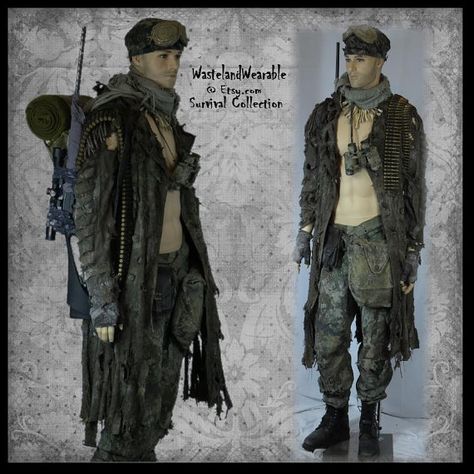 Post Apocalyptic TRENCH COAT MENS Fallout by WastelandWearable Demon Ocs, Apocalyptic Costume, Horror Inspiration, Post Apocalyptic Costume, Scifi Horror, Idea Drawing, Post Apocalyptic Fashion, Apocalyptic Fashion, Army Pants