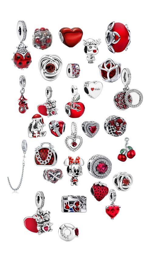 #myfirstshuffle Pandora Charms Red, Pandora Bracelet Charms Ideas, Pandora Red, Pandora Bracelet Designs, Pandora Collection, Red Charm, Pandora Jewelry Charms, Charms Pandora, Jewelry Accessories Ideas