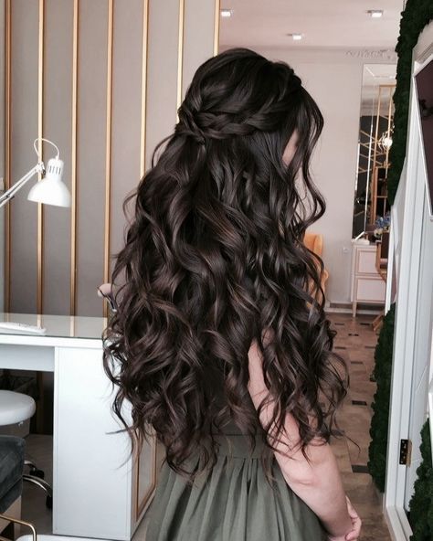 Hair Styles Bridesmaid, Long Dark Brown Hair, Hairstyle 2023, Waterfall Hairstyle, Intricate Hairstyles, For Short Hair Hairstyles, For Medium Length Hair Hairstyles, Medium Length Hair Hairstyles, Bridesmaid Hair Makeup