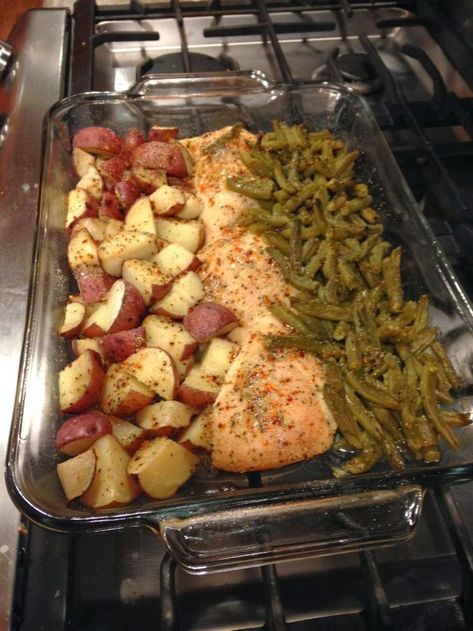 Green Bean Bake, Potato And Green Bean, Bean Bake, Foil Bake, Potatoes Green Beans, Baked Green Beans, Chicken Green Beans, Chicken Potato, Stick Butter