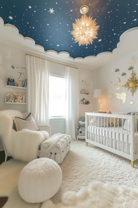 30 Creative Nursery Themes Ideas to Spark Your Imagination - Days Inspired Nursery Unique, Different Themes For House, Infant Bedroom, Kids Bedroom Design Ideas, Nursery Ideas Unique, Fantasy Themed Nursery Ideas, Nursery Ceiling Ideas, Unique Baby Nursery Themes, Boys Room Theme