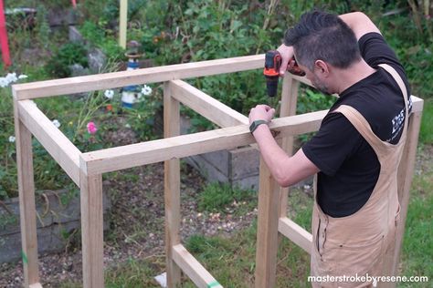 How to make a wheelie bin storage unit - MasterStroke by Resene Hide Recycling Bins Outside, Trash Bins Outdoor Garbage Storage, Diy Wheelie Bin Storage, Diy Bin Storage Outdoor, Pallet Bin Store, Garbage Bin Storage Outdoor Diy, Rubbish Bin Storage Outdoor, Wheelie Bin Storage Ideas Diy, Hide Trash Cans Outside Diy