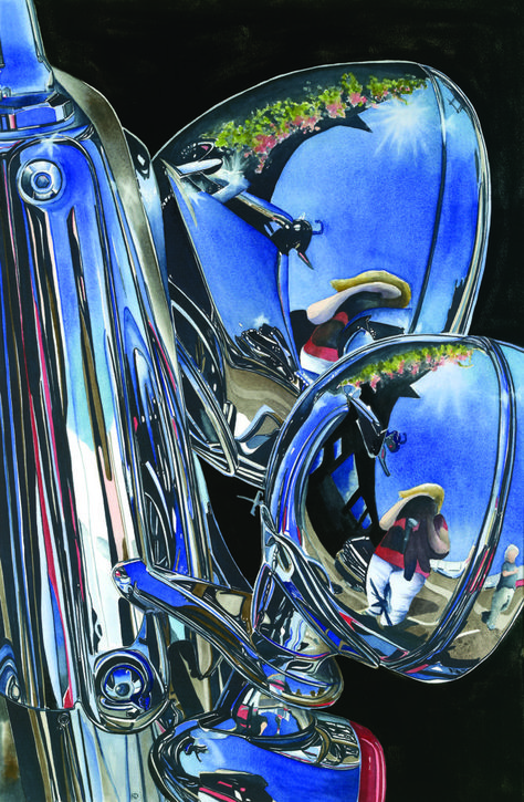 American Chrome Kathleen Dworak ArtistsNetwork chrome Chrome Art, Reo Speedwagon, Reflection Art, Photorealism, Hyperrealism, Gcse Art, Automotive Art, Retro Futurism, Pastel Painting