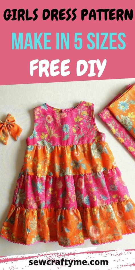 Toddler Dress Pattern Free, Tiered Dress Pattern, Toddler Dress Patterns, Baby Clothes Patterns Sewing, Girls Dress Sewing Patterns, Sewing Kids Clothes, Girl Dress Pattern, Dress Patterns Free, Sewing Patterns Girls