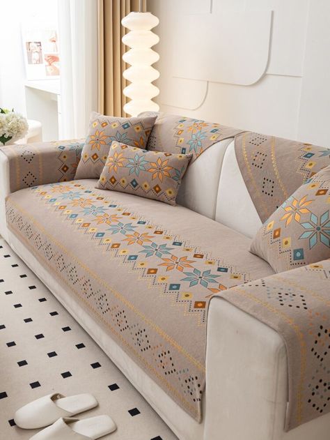 1pc Polyester Sofa Towel, Modernist Geometric Pattern Anti-slip Sofa Cover Blanket For All Season | SHEIN USA Chenille Sofa, Couch Cover, Drapery Hardware, Sofa Cushion, Window Drapes, Couch Covers, Window Shades, Drapery Fabric, Home Decor Fabric