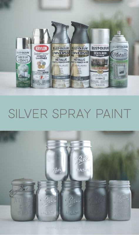 Silver spray paint colors, Rustoleum and Krylon. #Rustoleum #Krylon #DIYspraypainting Silver Spray Paint On Metal, Silver Spray Paint Furniture, Metal Spray Paint, Rose Gold Paint, Metallic Paint Colors, Spray Paint Projects, Silver Spray Paint, Silver Spray, Rose Gold Painting