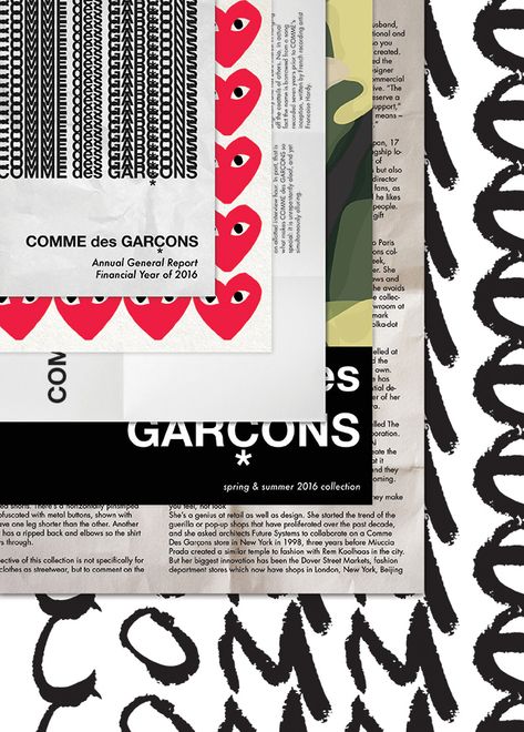 COMME des GARÇONS—Annual General Report on Behance Cdg Poster, Foto Muro Collage, Posters Ideas, Wall Photo, Picture Collage Wall, Photo Wall Collage, Art Collage Wall, Collage Wall, Picture Collage