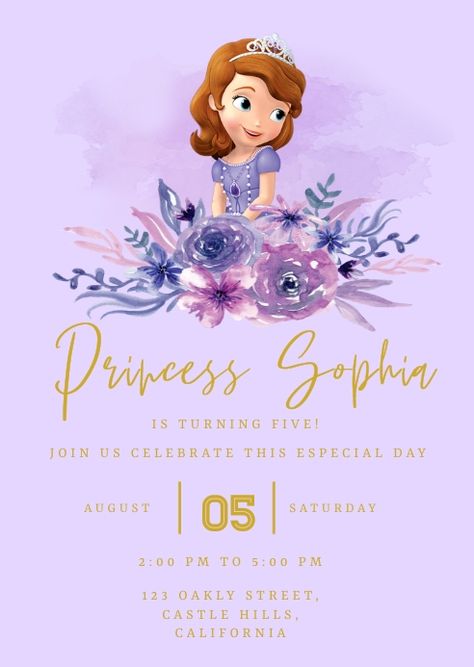 Create the perfect design by customizing easy to use templates in MINUTES! Easily convert your image designs into videos or vice versa! Browse through effective promotional flyers, posters, social media graphics and videos. Download web quality graphics for free! Prices start at $2.99 ONLY. Sofia The First Invitation Template Free Printable, Sofia The First Birthday Invitations, Princess Sofia Birthday Invitations, Sofia The First Invitation Template, Sofia Birthday Invitation, Princess Sofia Invitations, Princess Sofia Birthday, Alphabet Letter Templates, Princesa Sophia