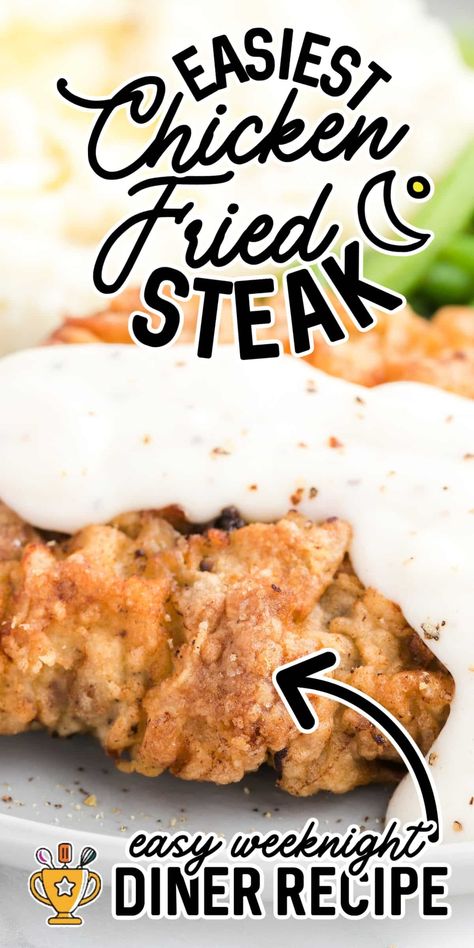 Discover the perfect homemade Chicken Fried Steak recipe, complete with crispy coating and creamy gravy, ideal for a hearty meal. Homemade Chicken Fried Steak, Chicken Fried Steak Easy, Chicken Fried Steak Recipe, Breaded Steak, Ic Recipes, Fried Steak Recipes, Country Fried Steak, Cube Steak Recipes, White Gravy