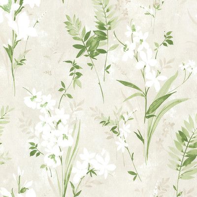 Customer Image Zoomed Green Floral Wallpaper, Wallpaper Boulevard, Watercolor Floral Wallpaper, Brewster Wallpaper, Beachy Colors, Wallpaper For Sale, Cream Wallpaper, Embossed Wallpaper, Wallpaper Tumblr