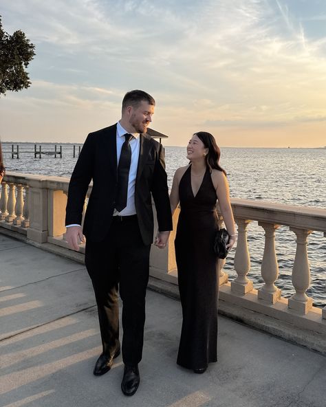 weekend recap 📸 . . . . . . . photo dump. florida. black tie wedding. wedding guest dress. wedding guest outfit. sunset. black dress. black maxi dress. couple outfits. black tie wedding outfits. outfit inspo. just girly things. pinterest outfits. pinterest aesthetic. minimal style. #photodump #blacktiewedding #outfitinspo All Black Wedding Guest Outfit Men, Black Tie Optional Men, Black Tie Mens Attire, Couple Outfits Black, Black Wedding Guest Outfits, Black Tie Reception, Black Tie Wedding Guest Attire, Men Wedding Attire Guest, Wedding Guest Outfit Men