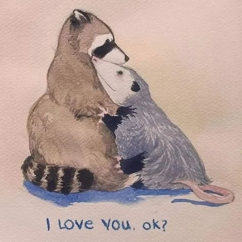 Racoon And Possum, Possum And Raccoon, Opossum And Raccoon, Trash Pandas, Awesome Possum, Raccoon Art, Trash Panda, Silly Animals, Racoon