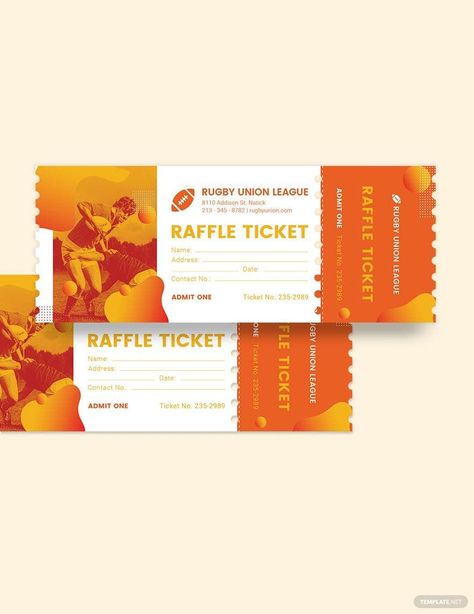 Rugby Raffle Ticket Template Holiday Raffle, Fundraiser Raffle, Ticket Template Free, Concert Ticket Template, Indesign Free, Raffle Tickets Template, Admit One Ticket, Free Cover Letter, Education Templates