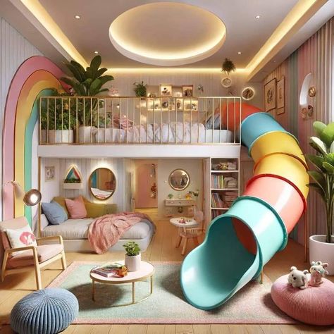 Cool Small Room Ideas, Playroom Ideas Colorful, Cool Playroom Ideas, Play Loft, Dream Playroom, Bedroom Ideas For Kids, Kids Playroom Ideas, Amazing Bedroom Designs, Dream Bedroom Inspiration