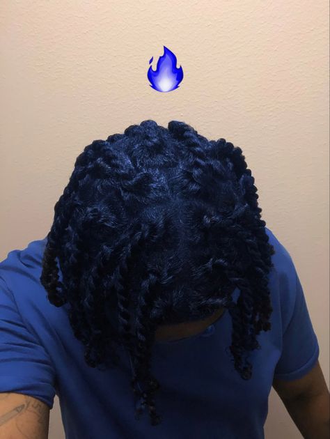 Dark Blue Locs Men, Black And Blue Dreads, Colors For Dreads, Dyed Locs Inspiration, Navy Blue Locs, Blue Dyed Locs, Blue Hair Men Aesthetic, Blue Black Locs, Black Blue Hair Color Dark