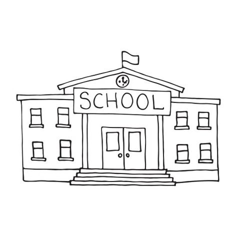 How To Draw A School Building, Drawing Of A School Building, School Vector Illustration, School Background Drawing, School Illustration Building, School Drawing Building, My School Drawing, School Drawing Easy, School Building Illustration