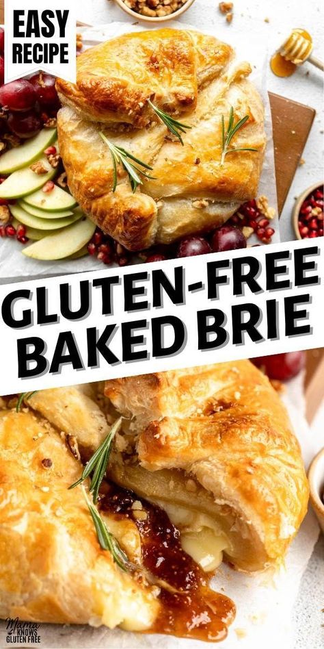 This Gluten-Free Baked Brie is the perfect party appetizer. With just four simple ingredients and five minutes of prep, you’ll have an impressive starter ready for any celebration. Gluten Free Baked Brie Recipes, Easy Appetizers Gluten Free Dairy Free, Gluten Free Brie Recipes, Baked Brie Gluten Free, Gluten Free Brie Appetizer, Gluten Free Lactose Free Appetizers, Gluten Free Starters, Gluten Free Baked Brie, Gluten Free Savoury Snacks