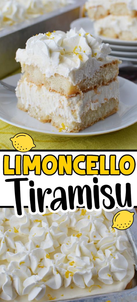 Limoncello Tiramisu is a delectable variation of a beloved Italian dessert classic that replaces the traditional coffee liqueur with the vibrant and citrusy notes of limoncello. With its refreshing and tangy profile, Limoncello Tiramisu offers a delightful twist on a timeless treat, transporting you to the sun-soaked lemon groves of the Amalfi Coast with every heavenly spoonful. Frangelico Recipes Desserts, Limoncello Desserts Italian, Lemon Teramasoo, Lemon Cello Tiramisu, Italian Lemon Desserts, Lemon Food Recipes, Lemoncello Tirimasu, Tiramisu Variations, Limoncello Cake Recipe