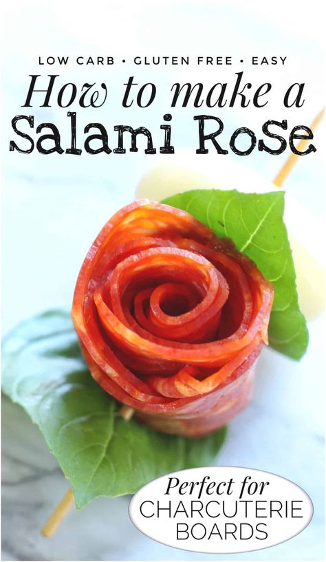 Bologna Charcuterie Board, Salami Roses Food Art, How To Make Flowers For Charcuterie, Edible Flowers For Charcuterie Board, Lunch Meat Flowers, How To Make A Flower Out Of Salami, Charcuterie Roses How To Video, Salami Flowers Diy, Flowers Charcuterie Board