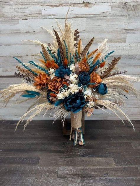 Burnt Orange Weddings Decorations, Western Wedding Centerpieces, Teal And Burnt Orange, Flower Archway, Native American Wedding, Jasmine Wedding, Country Western Wedding, Western Style Wedding, Fall Barn Wedding