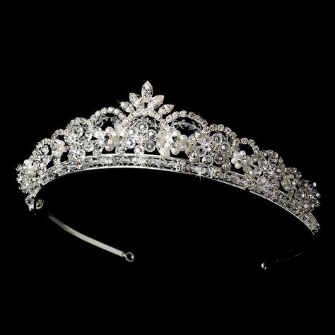 Catherine of Valois Tiara Bridal Crown Tiara, Swarovski Tiara, Tiara Headpieces, Wedding Tiaras, Crystal Bridal Tiaras, Pearl Flowers, Royal Crowns, Pearl Tiara, Crowns And Tiaras