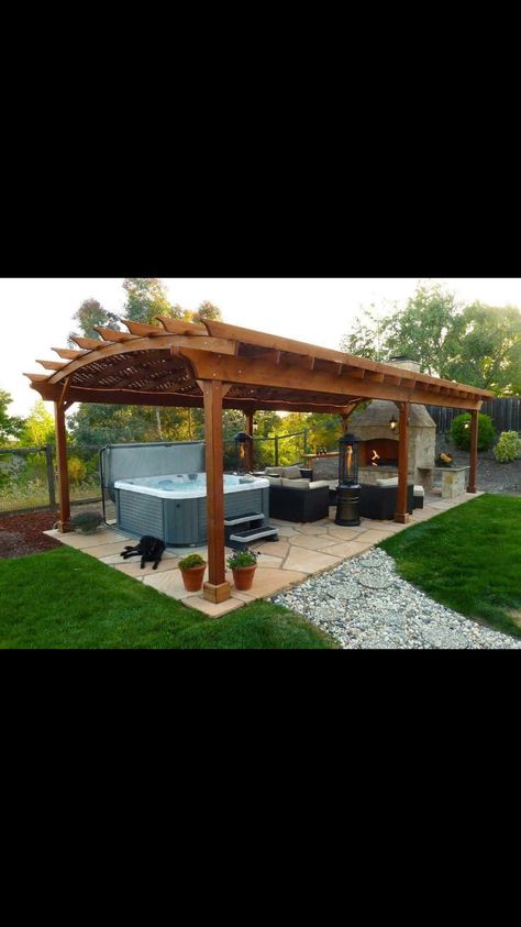 Backyard Hot Tub, Hot Tub Pergola, Hot Tub Area, Wedding Backyard Ideas, Hot Tub Landscaping, Tub Deck, Hot Tub Patio, Outdoor Hot Tub, Hot Tub Ideas