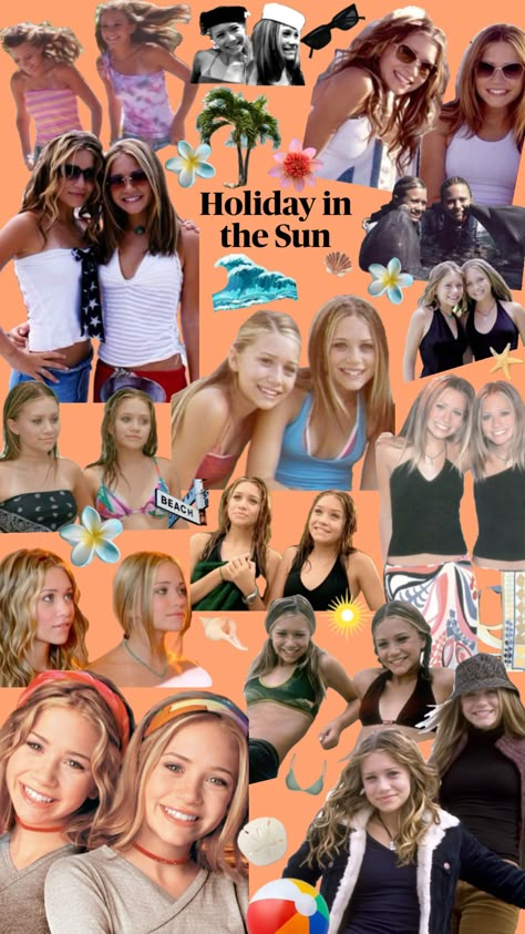 Holiday in the Sun (Ashley on right sides in all pics in collage) Holiday In The Sun Movie, 2000s Hair And Makeup, Olsen Twins Movies, Olsen Twins Full House, 2000s Hair, Holiday In The Sun, 2000s Fits, Ashley Mary Kate Olsen, Michelle Tanner