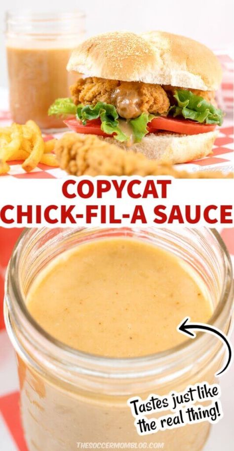 A crave-worthy combo of honey mustard and barbecue — Chick-Fil-A Sauce tastes amazing on everything! Here's how to make this famous dipping sauce at home. Chic Filet, Grilled Chicken Burgers, Copycat Chick Fil A, Recipes By Ingredients, Sandwich Sauces, Chick Fil A Sauce, Restaurant Copycat, Fried Chicken Sandwich, Honey Mustard Sauce