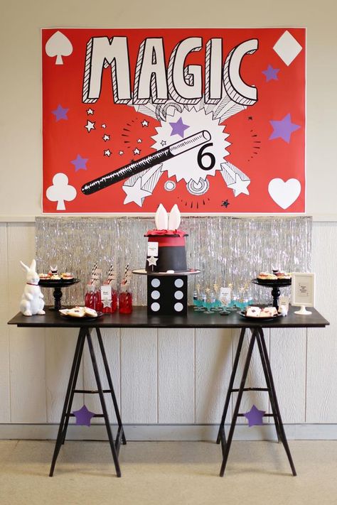 Magical Magic Party with So Many Fabulous Ideas via Kara's Party Ideas | KarasPartyIdeas.com #MagicianParty #MagicShow #PartyIdeas #Supplies (24) Magic Themed Birthday Party, Magic Show Birthday Party, Magic Party Theme, Magic Show Party, Magic Party Ideas, Magician Birthday Party, Magician Party, Magic Birthday Party, Magic Birthday