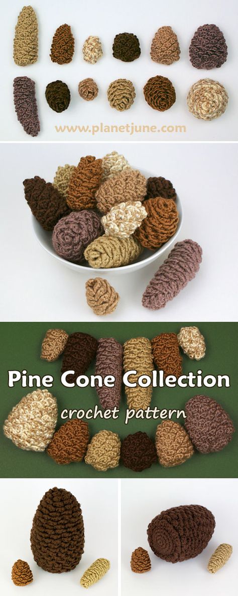 Crochet Pine Cone, Crochet Realistic, Realistic Crochet, Crochet Wreath, Crochet Holiday, Fall Crochet Patterns, Fall Crochet, Crochet Plant, Crochet Fall