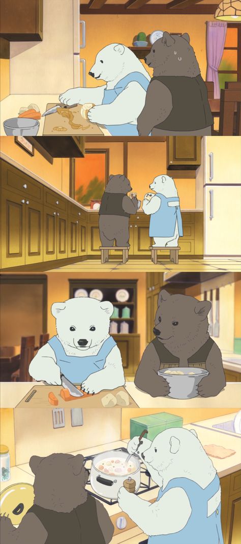 Polar Bear Cafe Anime, Cream Stew, Polar Bear Cafe, Shirokuma Cafe, Anime Cooking, Stew Dinner, Art For Print, Street Gang, The Darkest Minds