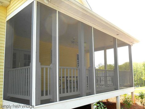 Porch Privacy, Screen Installation, Screened In Porch Diy, Wood Screen Door, Front Porch Steps, Porch Kits, Porch Curtains, Building A Porch, Wood Screens