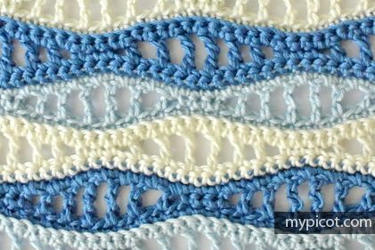 Crochet Wave stitch Diagram + step by step instructions | Free crochet patterns Crochet Wave Stitch, Crochet Wave Pattern, Uncinetto Zig Zag, Picot Crochet, Wave Stitch, Advanced Crochet, Crochet Tips, Stitch Crochet, Crochet Summer