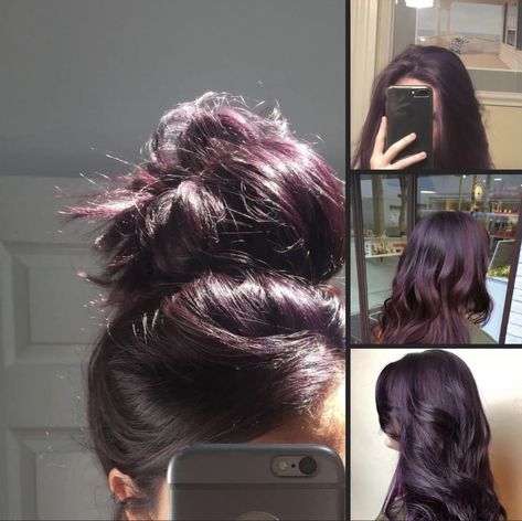 Deep Lavender Hair, Purple Wine Hair, Purple Dark Hair, Dark Hair Purple, Midnight Purple Hair, Hair Dye Techniques, Dark Purple Hair, Wine Hair, Hair Tint