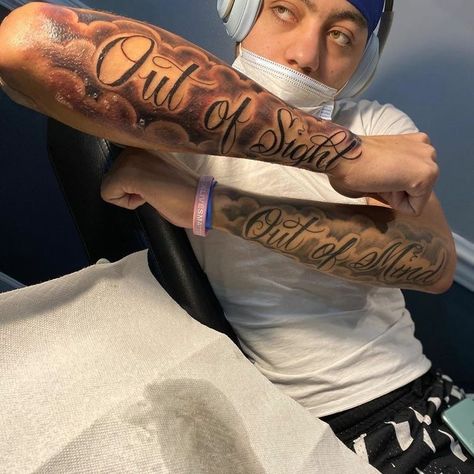 Like No Other Tattoo, Outta Sight Outta Mind Tattoo, Mbk Tattoo, Child Name Tattoo Ideas For Men, Black Men Arm Tattoos, Outter Arm Tattoo Men Sleeve, Humble Beast Tattoo, Sleeve Tattoos For Guys Black Men, Sleeve Tattoos Black Mens Arm