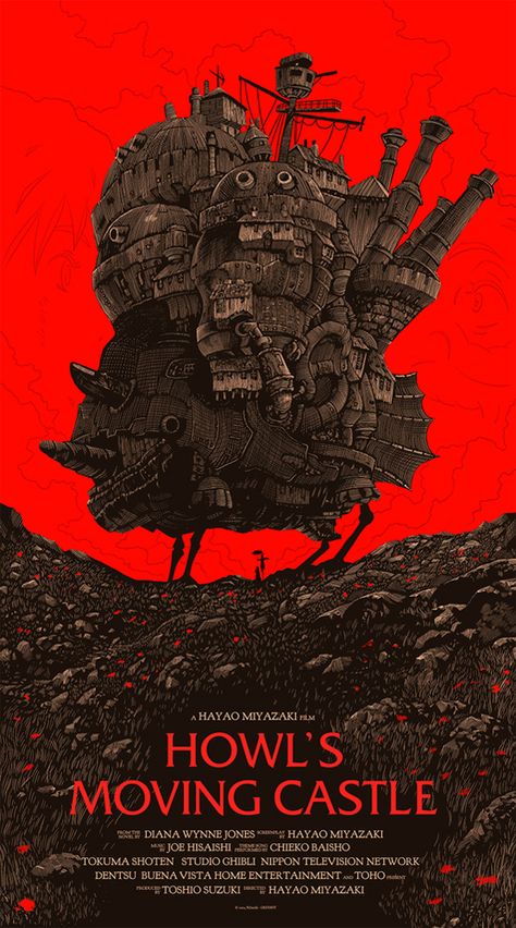 Castle Movie, Olly Moss, 하울의 움직이는 성, Best Movie Posters, Film Poster Design, Howl's Moving Castle, Movie Poster Wall, Movie Posters Design, Studio Ghibli Art