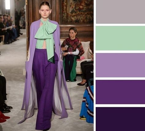 Colour Combinations Fashion, Color Combos Outfit, Color Blocking Outfits, Color Combinations For Clothes, Color Schemes Colour Palettes, Color Trends Fashion, Purple Pants, Purple Outfits, Tea Leaf