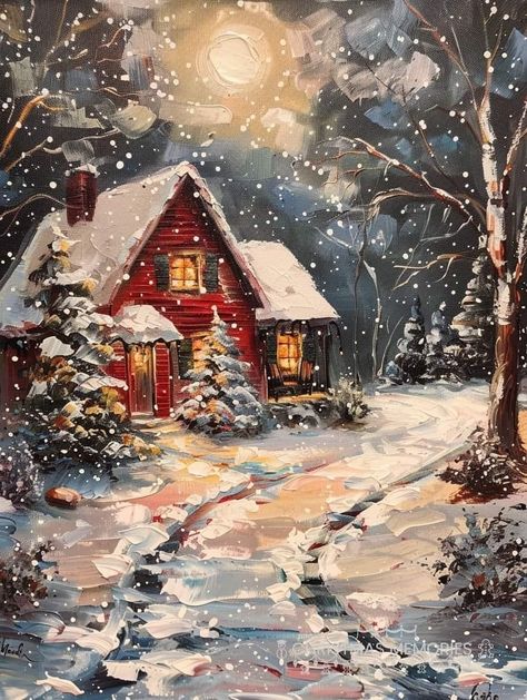 Christmas Scene Drawing, Santa Jokes, Winter Drawings, Cottage Painting, Christmas Landscape, Scene Drawing, Christmas Scenery, Christmas Jokes, Christmas Artwork