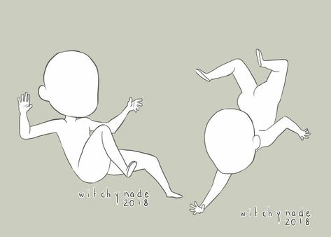 Chibi Falling Pose, Chibi Floating Poses, Chibi Base, Chibi Body, Chibi Sketch, Arte Do Kawaii, Sketches Tutorial, Chibi Drawings, Character Poses