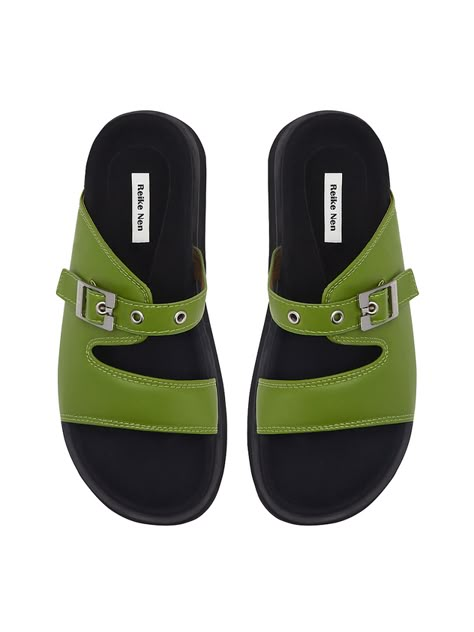 Designer fashion, Seoul-fully created | W Concept Sandals Design, Casual Shoes Women Sneakers, Mens Sandals Fashion, Fancy Sandals, Leather Slippers For Men, Shoe Makeover, Women Slippers Fashion, Pretty Sandals, Green Sandals