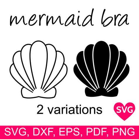 Mermaid Bra with Sea Shells SVG file for Cricut and Silhouette to make a Sexy Mermaid Shirt with a Clamshell Bra Mermaid Clam Shell, Cricut Mermaid, Seashell Svg, Disney Princess Cookies, Mermaid Shell Bra, Bra Shirt, Mermaid Happy Birthday, Seashell Bra, Mermaid Tshirt