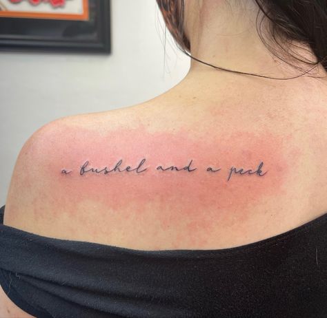 Small tattoo ideas Love You A Bushel And A Peck Tattoo, I Love You A Bushel And A Peck Tattoo, Bushel And A Peck Tattoo, Sweetheart Tattoo, Bag Design Drawing, A Bushel And A Peck, Bushel And A Peck, Small Tattoo Ideas, Subtle Tattoos