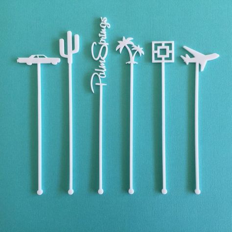 Palm Springs Bach, Palm Springs Party, Palm Springs Bachelorette Party, Vintage Palm Springs, Acrylic Drink Stirrers, Palm Springs Bachelorette, Palm Springs Style, Palm Spring, Drink Stirrers