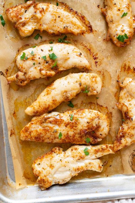 Oven Baked Chicken Tenders (Easy and Juicy) - iFoodReal.com Baked Chicken Tender Recipes Oven, Chicken Tenderloins In The Oven, Easy Oven Baked Chicken Tenderloins, Healthy Baked Chicken Tenderloins, Bake Chicken Tenderloins In Oven, Low Sodium Chicken Tenders Recipes, Easy Baked Chicken Tenders Recipes Oven, Baking Chicken Tenderloins In Oven, Baked Chicken Tenderloins Oven